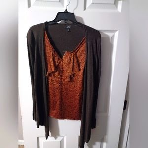 Blouse shirt attached sweater ruffles petite pxs